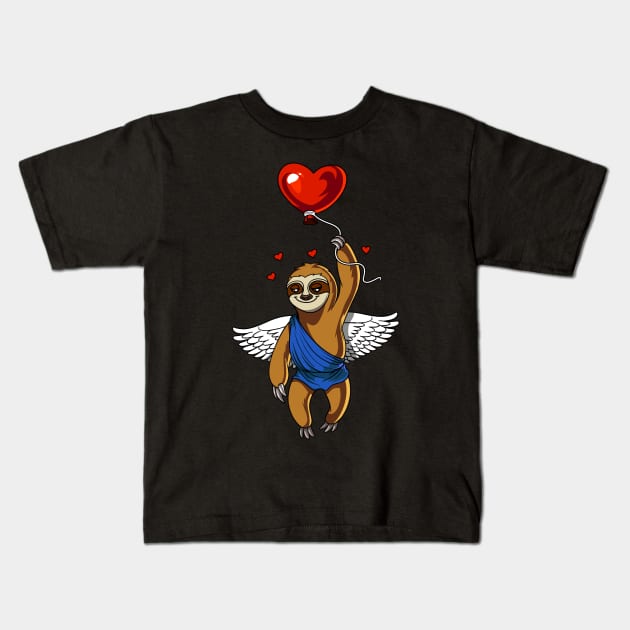 Sloth Love Heart Balloon Kids T-Shirt by underheaven